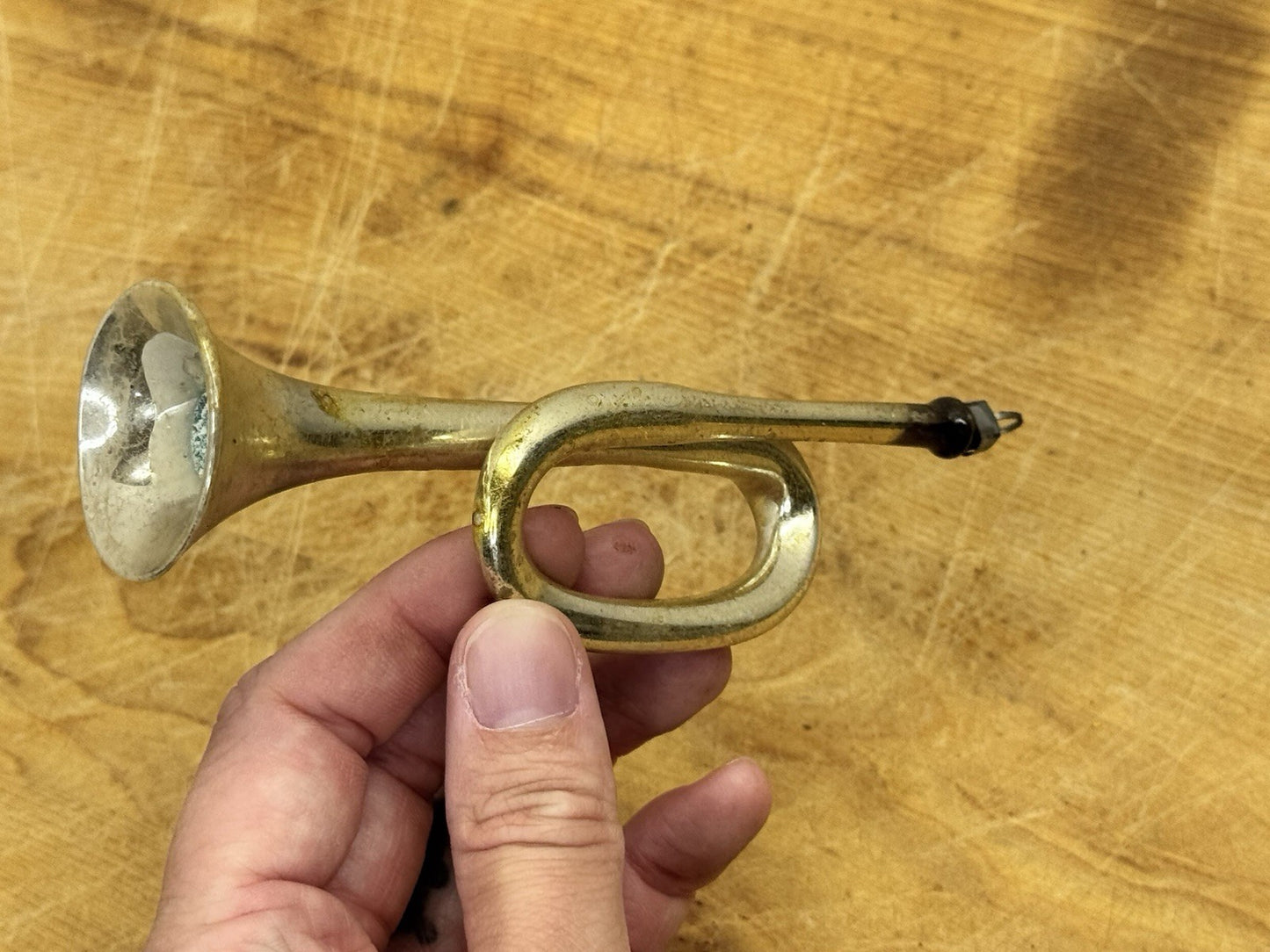 Hand Blown Antique Trumpet Ornament #1269