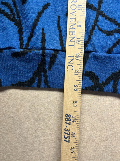 1970s, 80s Women’s Blue Pattern L Sleeve Knit Light Sweater