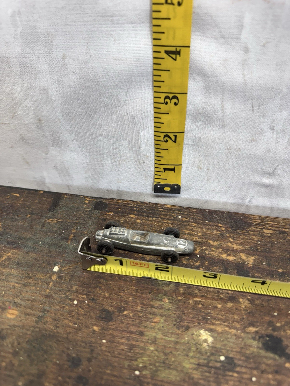 Vintage Tootsie Toy Indie Style Race Car Silver 