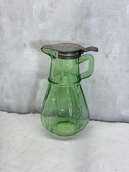 Glass Green Uranium Syrup Dispenser Antique Vintage