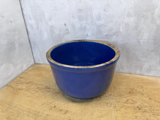 Blue Stoneware Bowl Vtg #S-1701