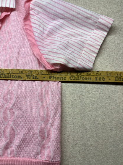 1970-80s Women’s Pink Striped S Sleeve Knit Top