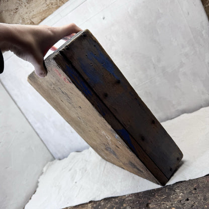 Blue Primitive Caddy Tote Wooden Cubby 