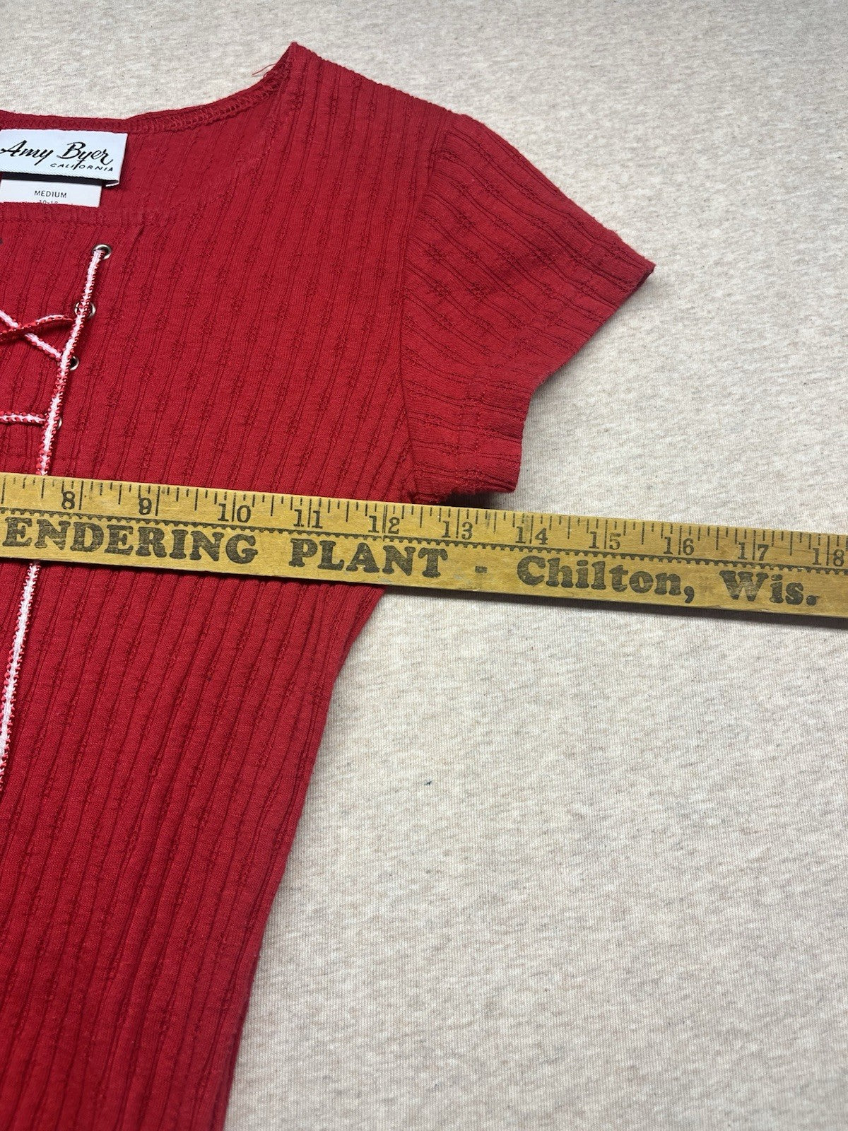 1990s Youth Red Sleeveless Knit Body Suit Size 10/12
