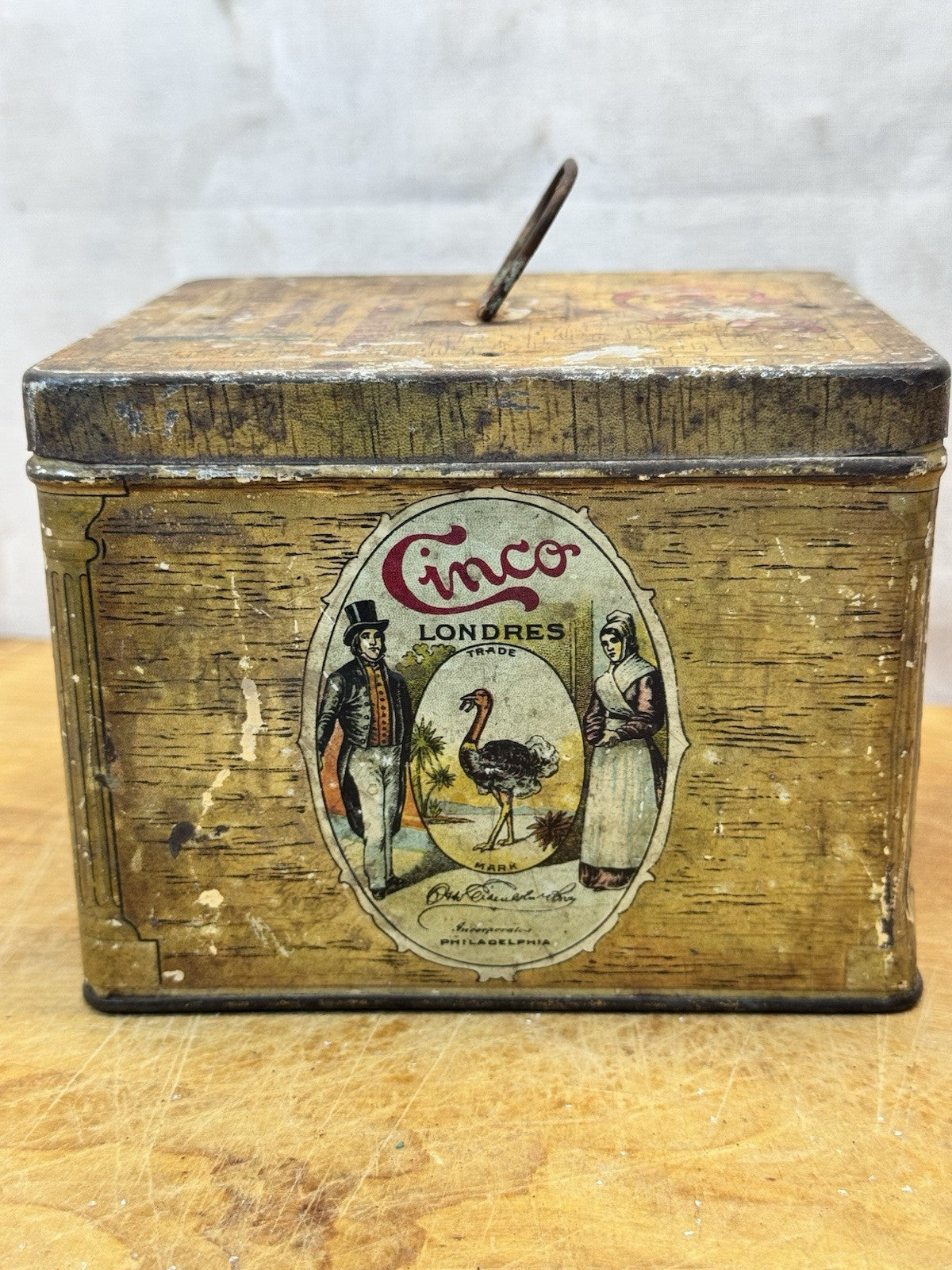 Cinco Empty Handy Humidor Tin Box Vtg #1290