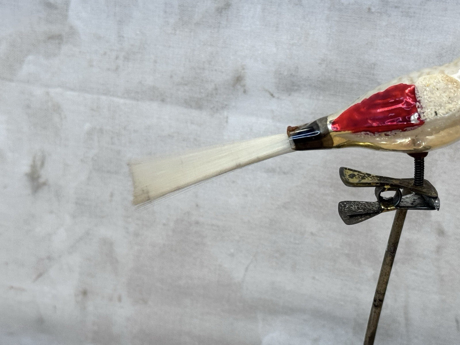 Antique Glass Clip On Bird Ornament  #1490