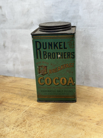 Cocoa Tin Runkel Brothers Antique Green #1468