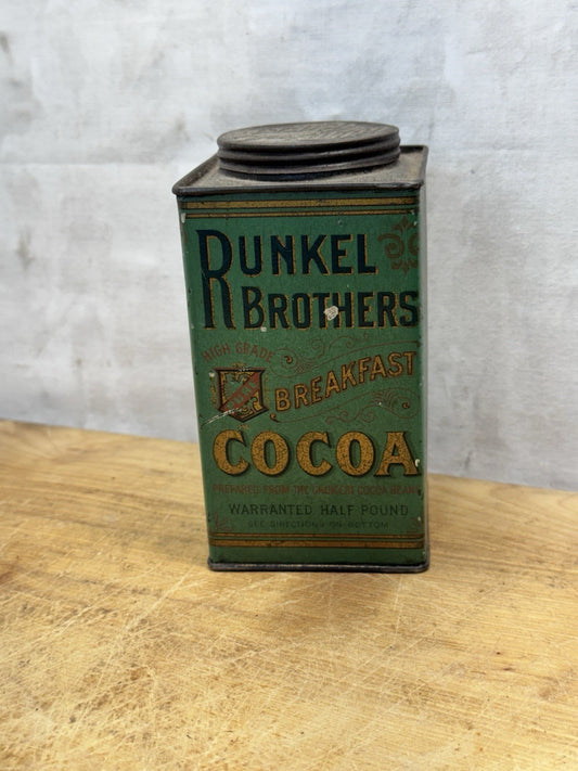 Cocoa Tin Runkel Brothers Antique Green #1468