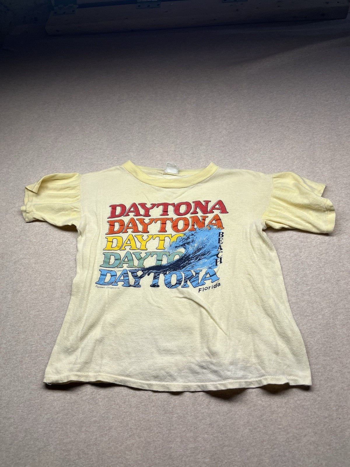 1980s Unisex S Sleeve Yellow Daytona Tshirt