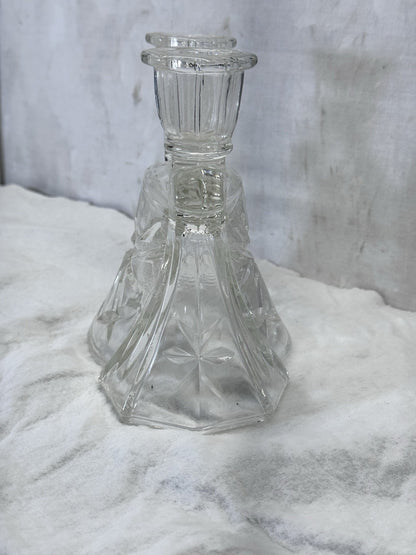 Double Candlestick Holder Crystal G.lass Vintage #S-2013
