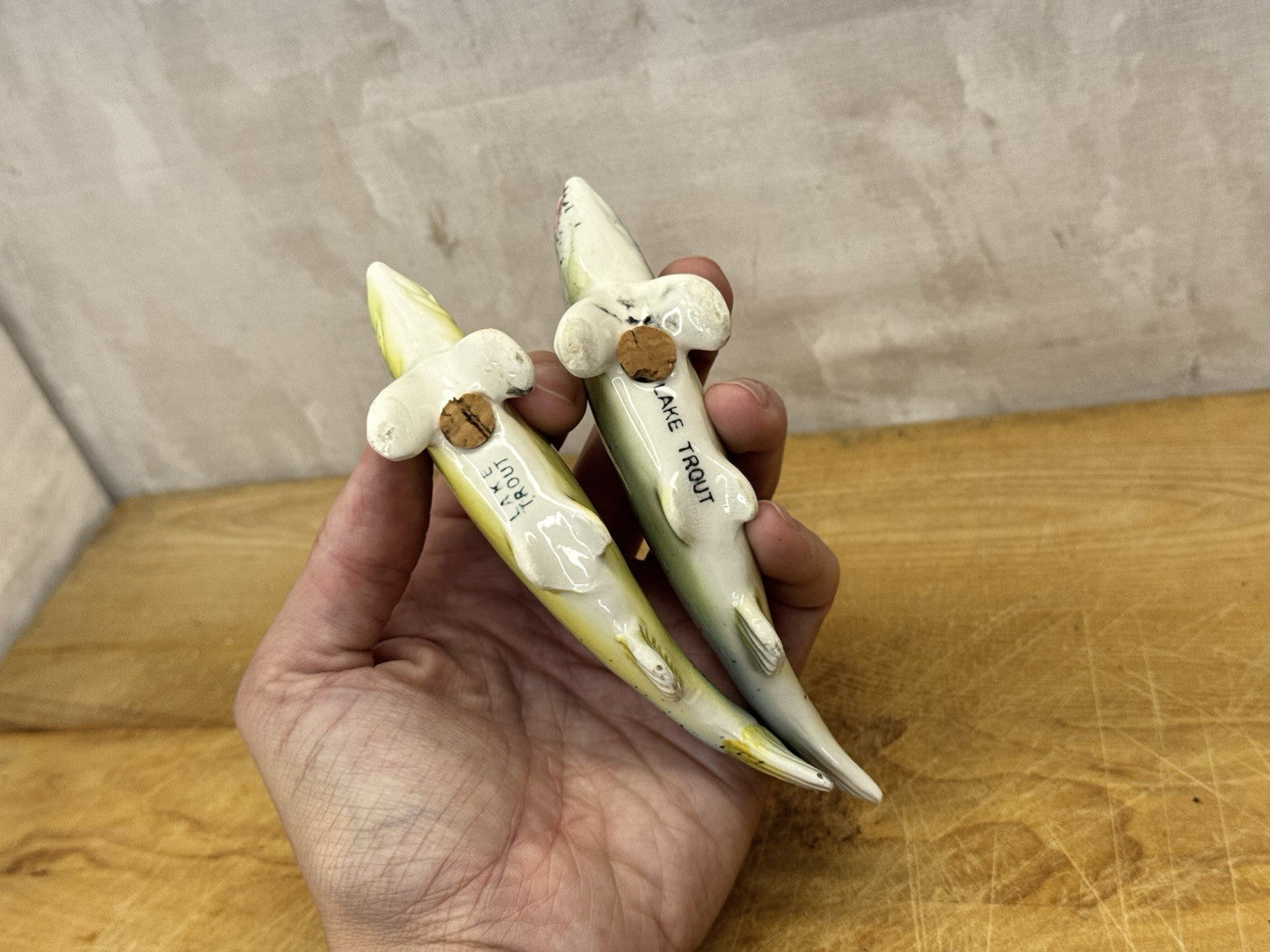 Vintage Lake Trout Salt And Pepper Shakers Japan? #1173