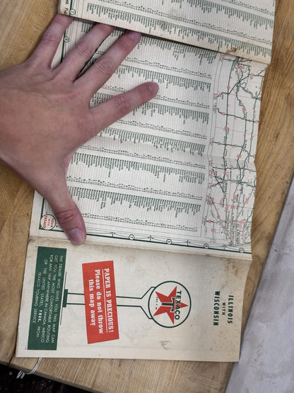 Illinois With Wisconsin Texaco Paper Map #1386
