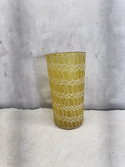 Vintage MCM 1960s Spaghetti String Yellow Glass
