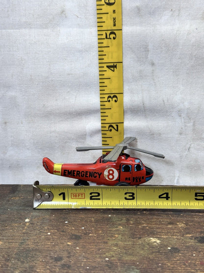 Tin Litho Emergency Helicopter Rescue Japan F.D.P Vintage Toy