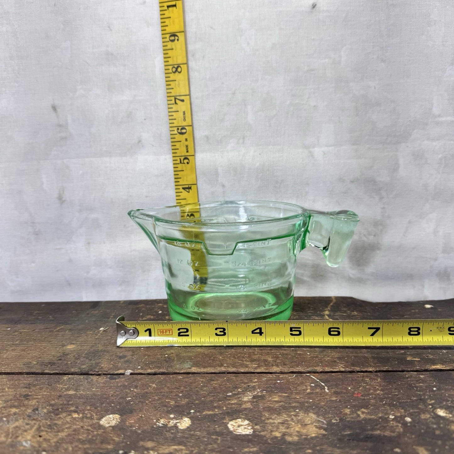 Green Uranium Glass Measuring Cup Vintage 