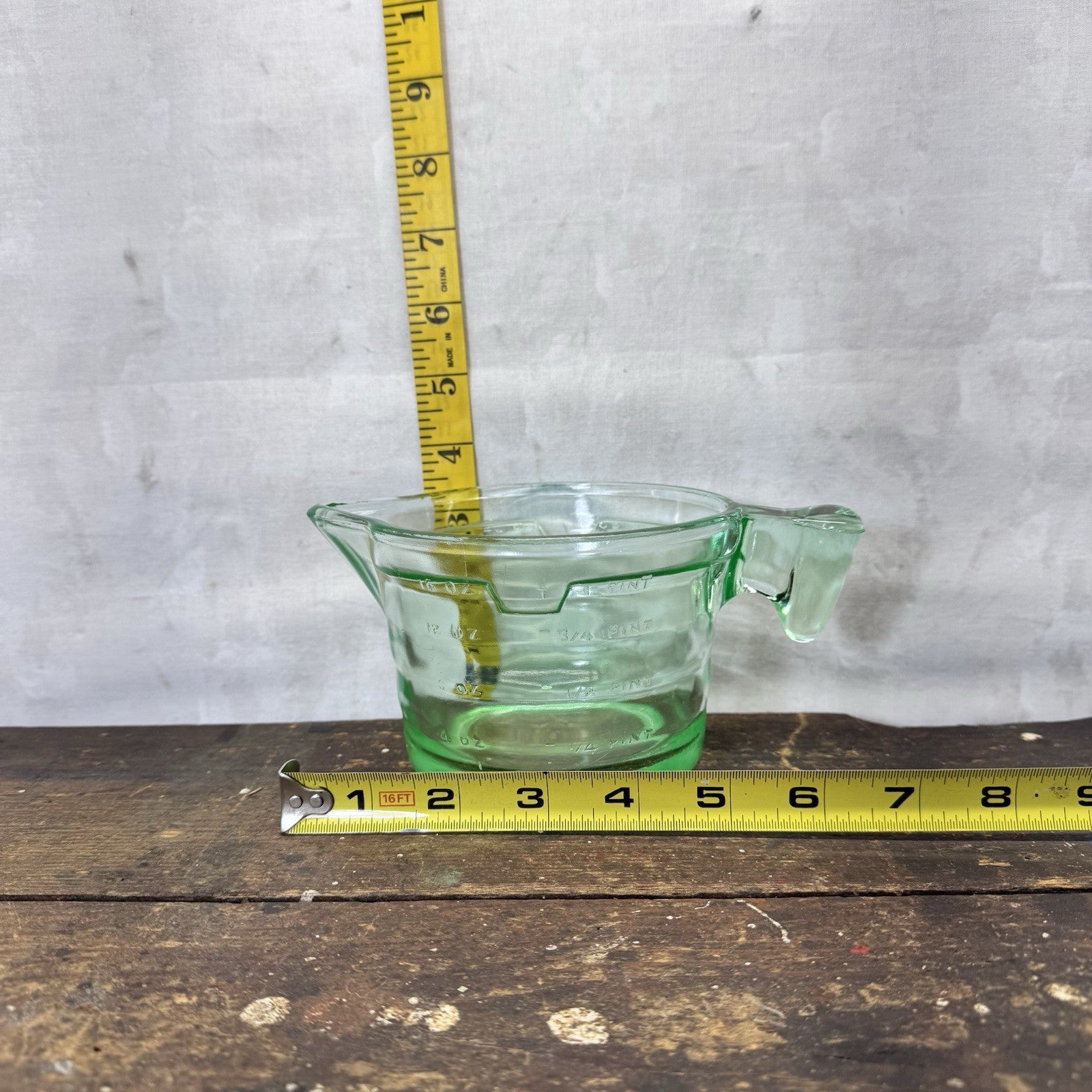 Green Uranium Glass Measuring Cup Vintage 