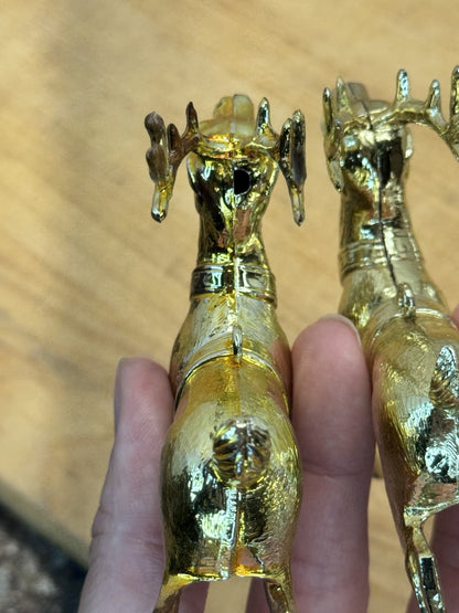 Three Vintage Plastic Reindeer Christmas #1056