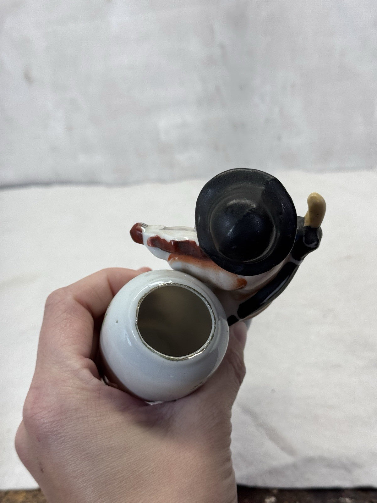 Small Planter Boy Figurine Violin Occupied Japan