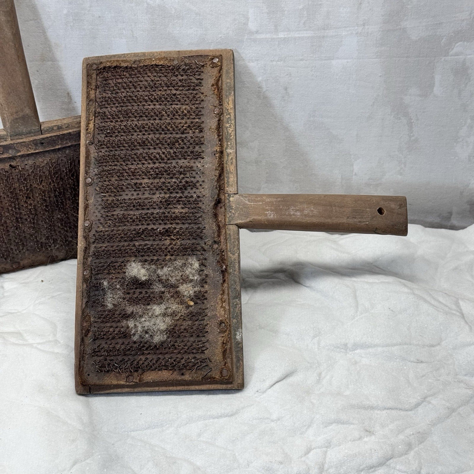 Hand Wooden Wool Carders Wool Carding Antique