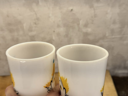 Hazel Atlas Carnival Clown Cups 2 Milk Glasses Vtg