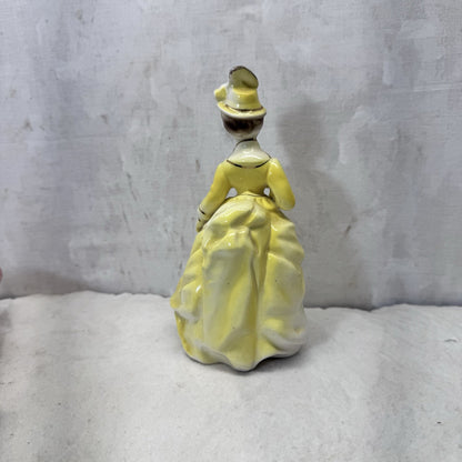Yellow Dress Lady Figurine Vintage 