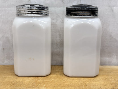 Milk Glass Salt And Pepper Shakers Hoosier Vintage #1149