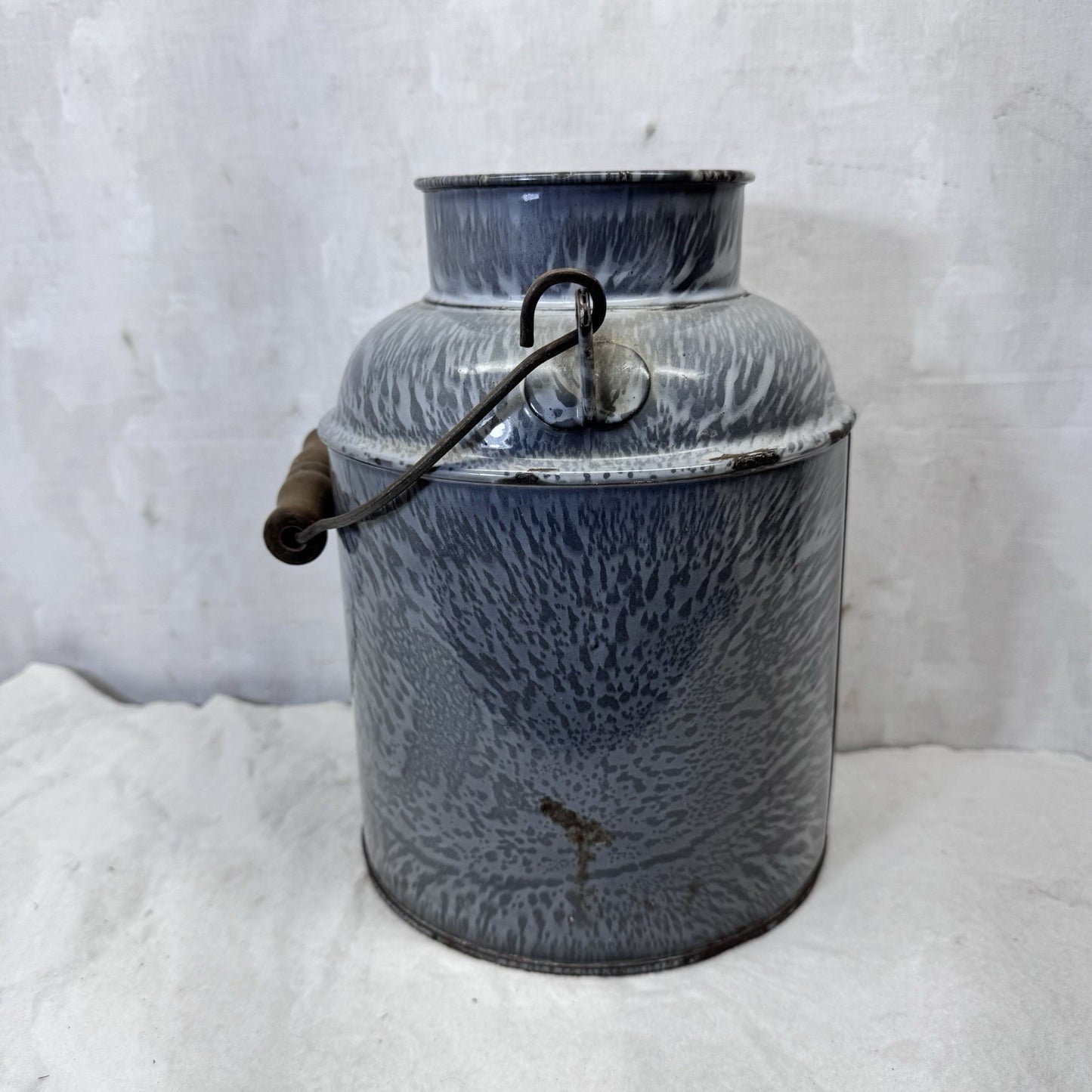 Creamer Can Enamelware Mottled Grey Swirl Splatter Vintage No Lid