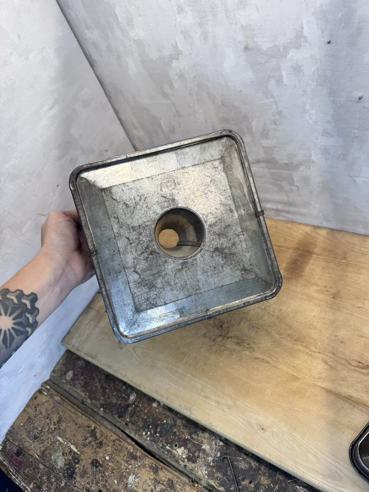 Antique Angel food Tin Mold With Lid  #1494