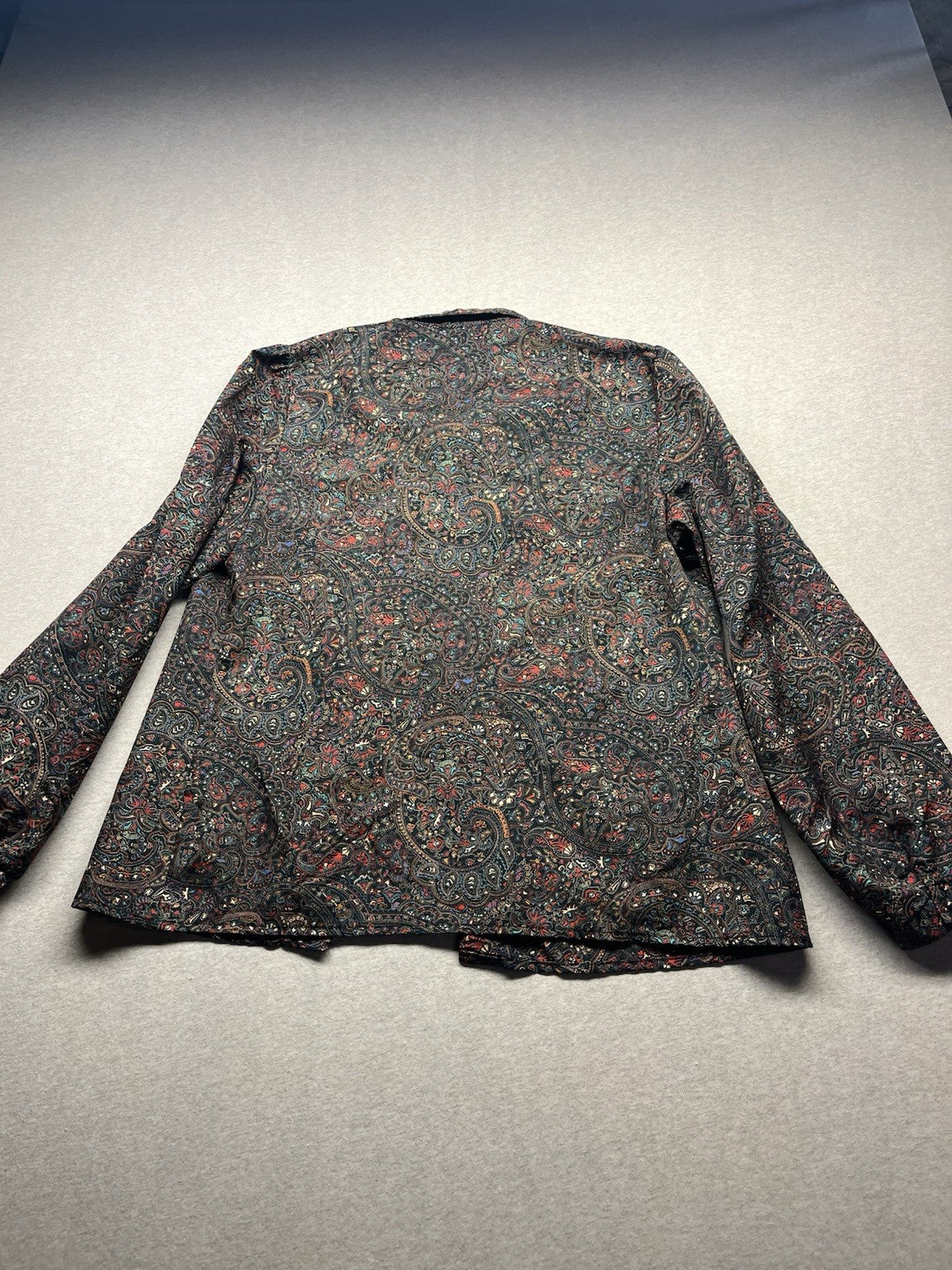 1960s, 70s Women’s Brown Paisley L Sleeve Nylon Top