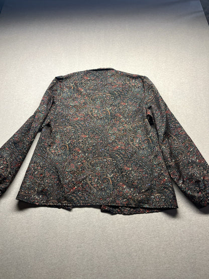 1960s, 70s Women’s Brown Paisley L Sleeve Nylon Top