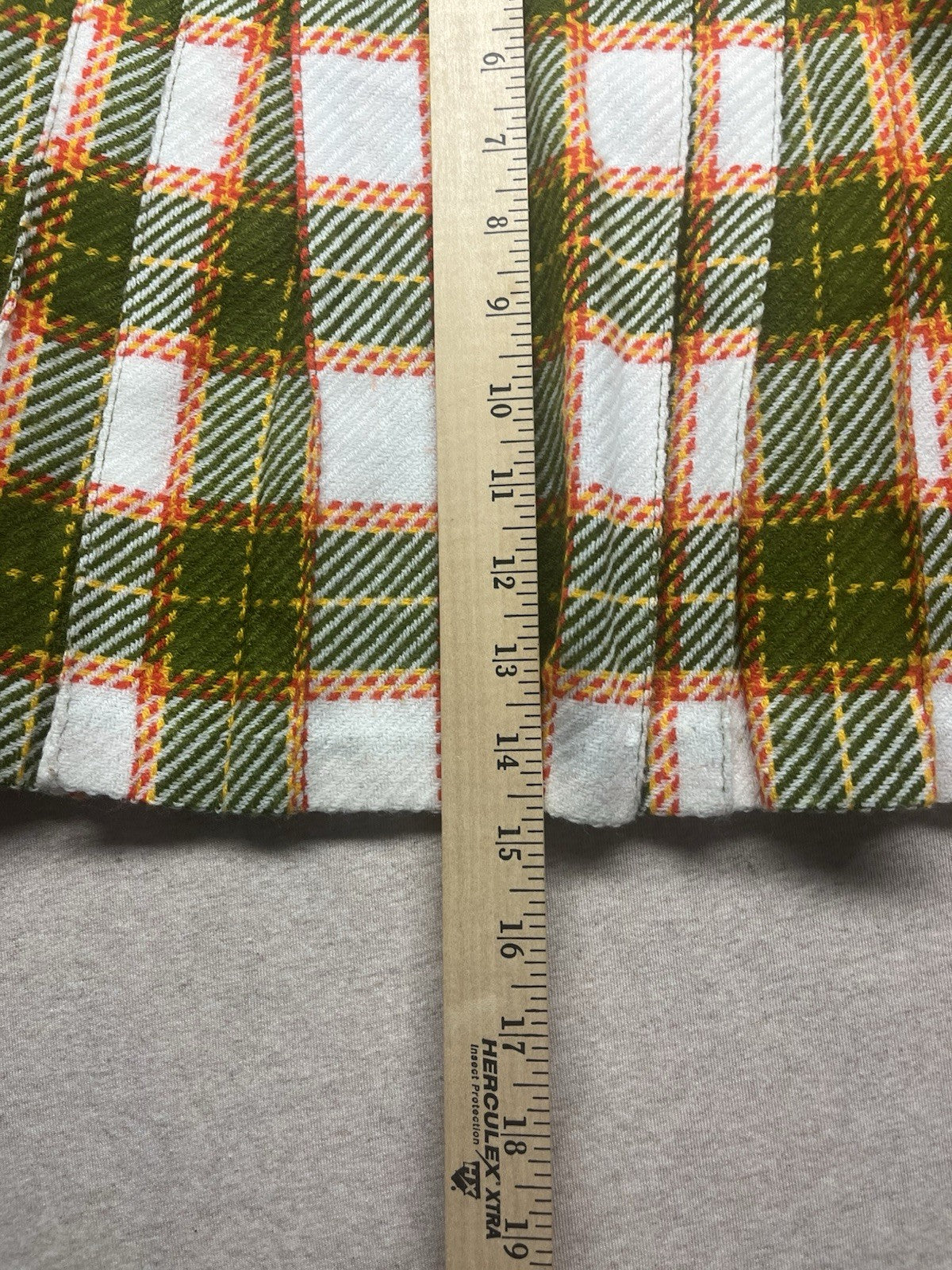 1950s, 60s Youth Girls Wool Green Plaid Skirt