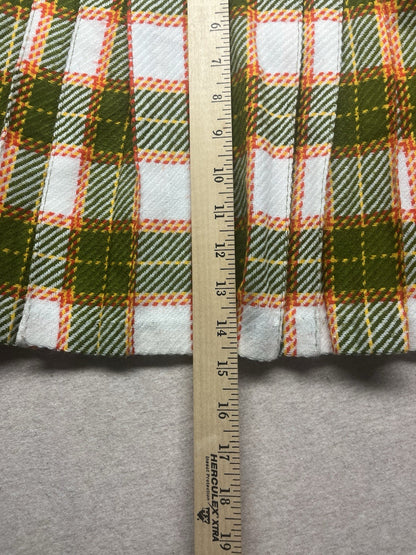 1950s, 60s Youth Girls Wool Green Plaid Skirt