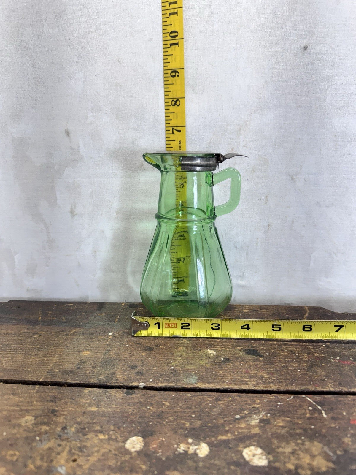 Glass Green Uranium Syrup Dispenser Antique Vintage