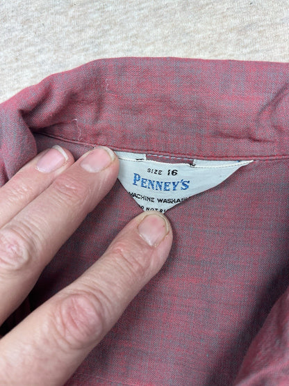 1950s,60s, Boys Youth Faded Red Cotton Shirt 