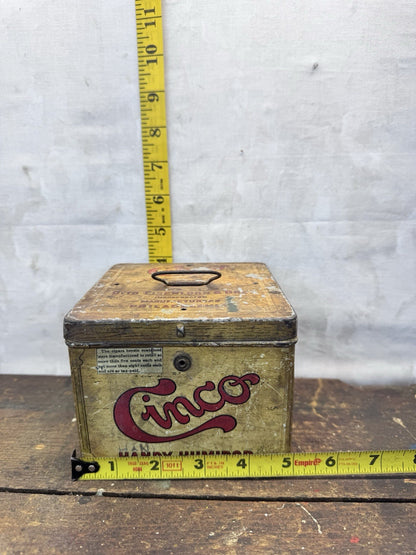 Cinco Empty Handy Humidor Tin Box Vtg #1290