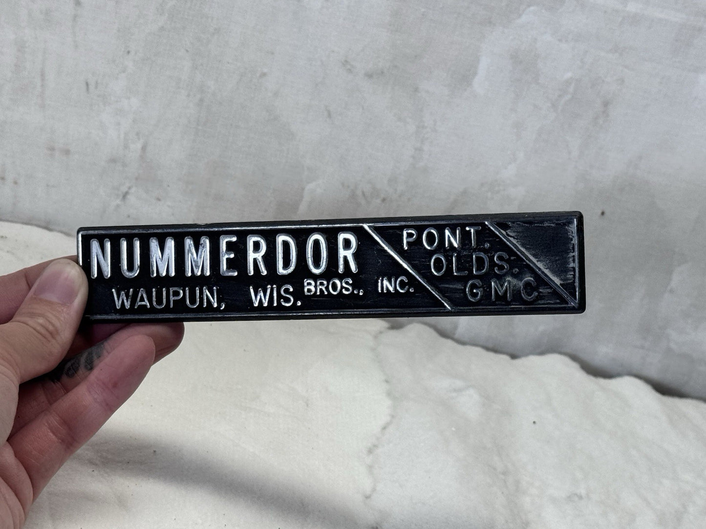 Nummerdor Bros Inc. Waupun Wisconsin Vehicle Badge Vtg #S-1853