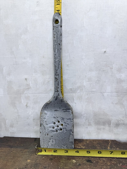 Grey Enamel Splatter Spatula Antique #1186