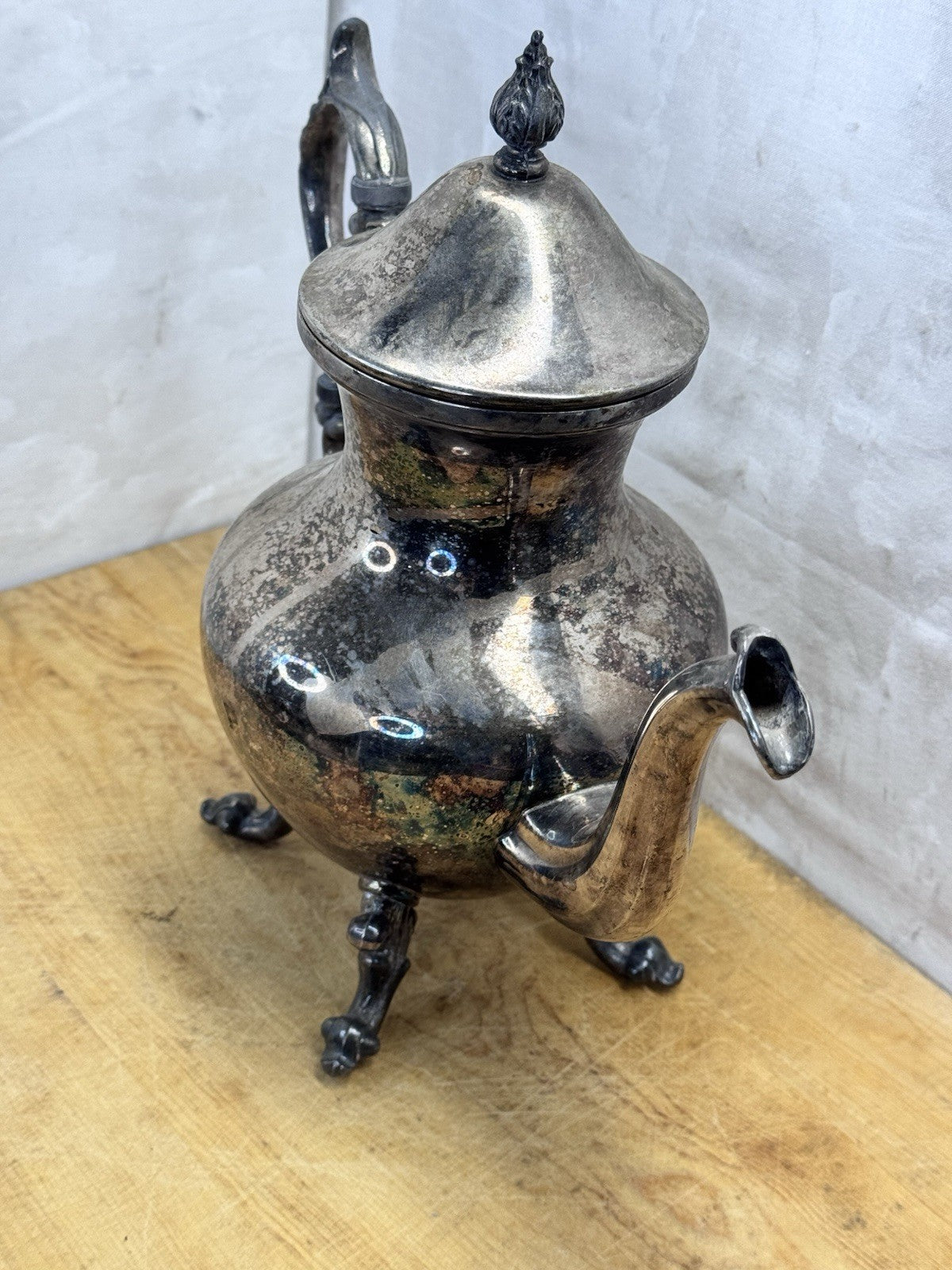 Silver Plated Heavy Ornate Coffee Pot Vtg #1317