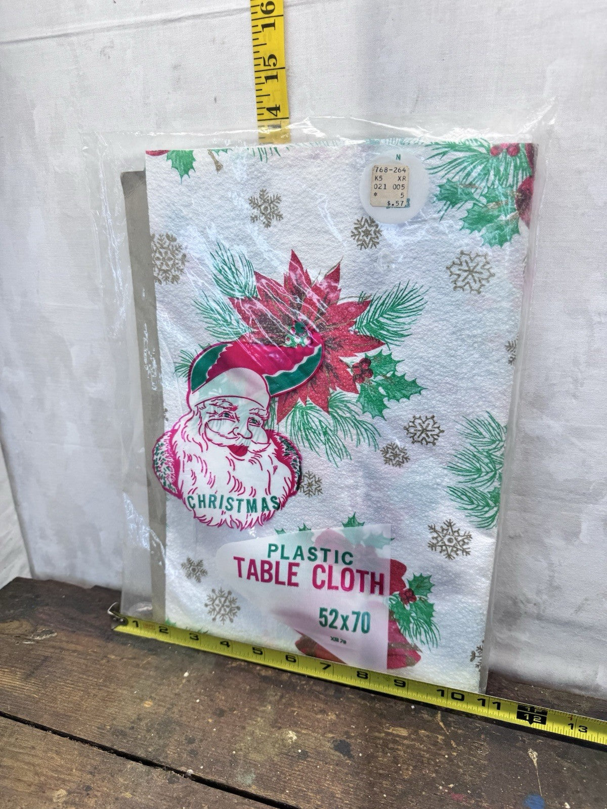 Vintage Plastic Christmas Table Cloth NOS #1515