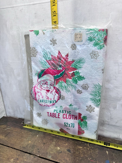 Vintage Plastic Christmas Table Cloth NOS #1515