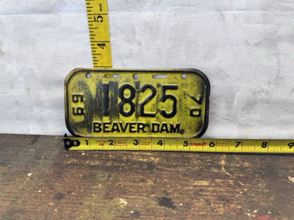 1969-1970 Beaver Dam Wisconsin Bike License Plate #1299