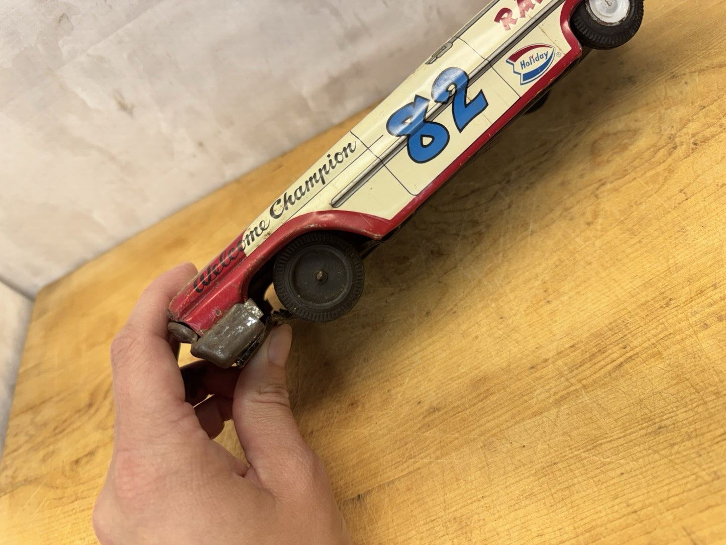Tin Litho Rally Race Car Missing Roof #1032