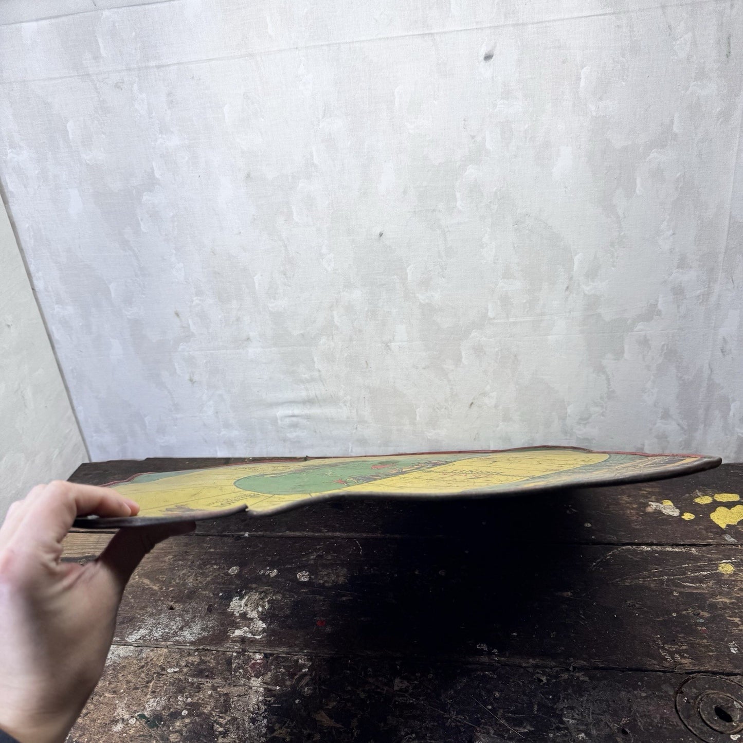 1920s Tin Litho Motor Race Board Double Sided Antique No Cars