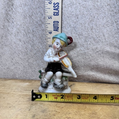 Boy Playing Violin Figurine Vintage Occupied Japan
