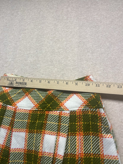 1950s, 60s Youth Girls Wool Green Plaid Skirt