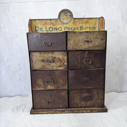 De Long Press Button Metal Organizer Vintage Rustic