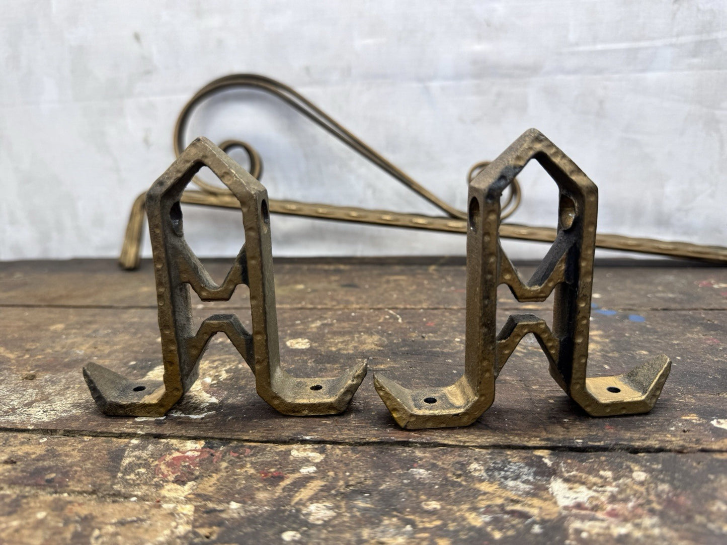 Vintage Pair Curtain Rods With Brackets #1014