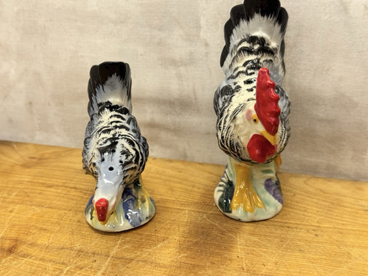Set Of Hen & Rooster Salt Pepper Shakers Made In Japan #1260