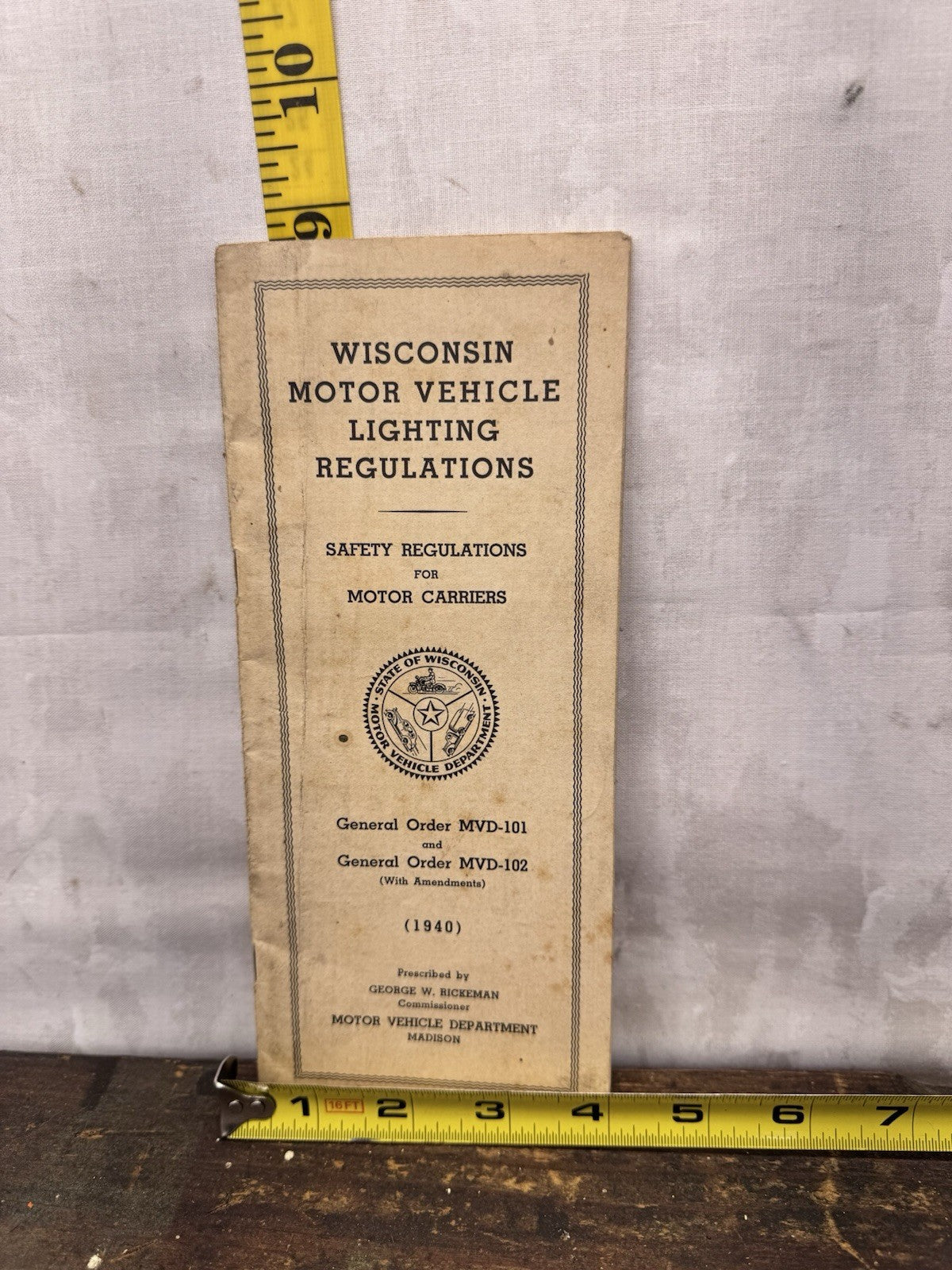 Wisconsin Motor vehicle Lighting Regulations 1940s Pamphlet #1242
