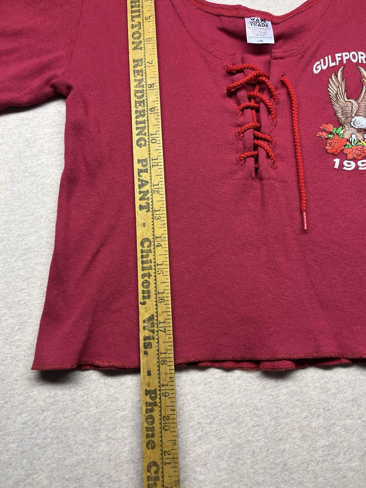  1990s Women’s Red S Sleeve Knit Gulfport Top